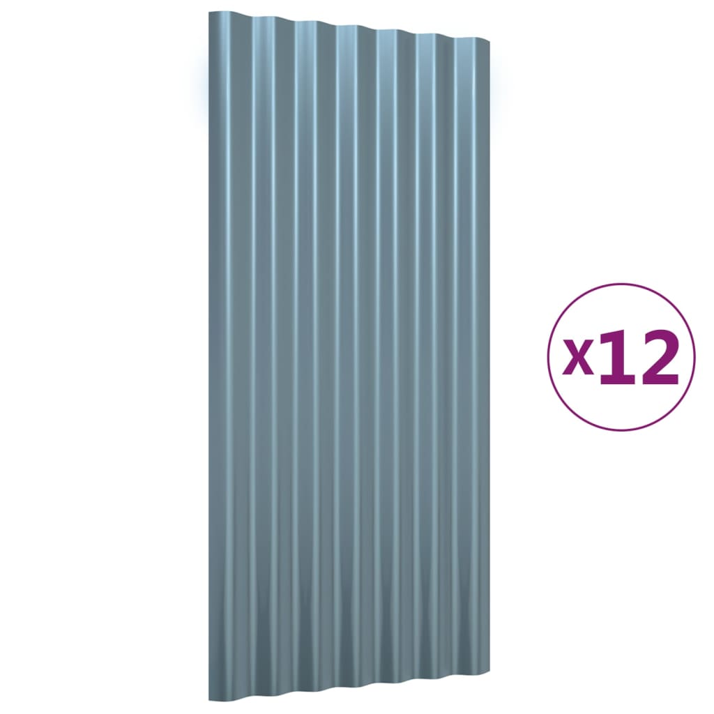 Dakpanelen Gepoedercoat Staal 12 80 x 36 cm Grijs