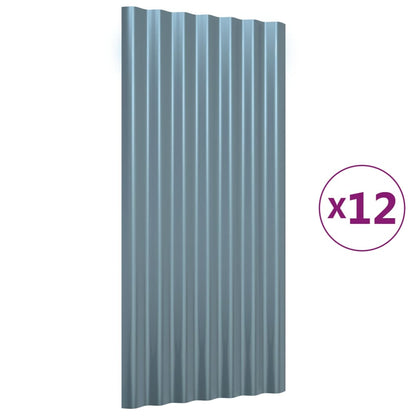 Dakpanelen Gepoedercoat Staal 12 80 x 36 cm Grijs