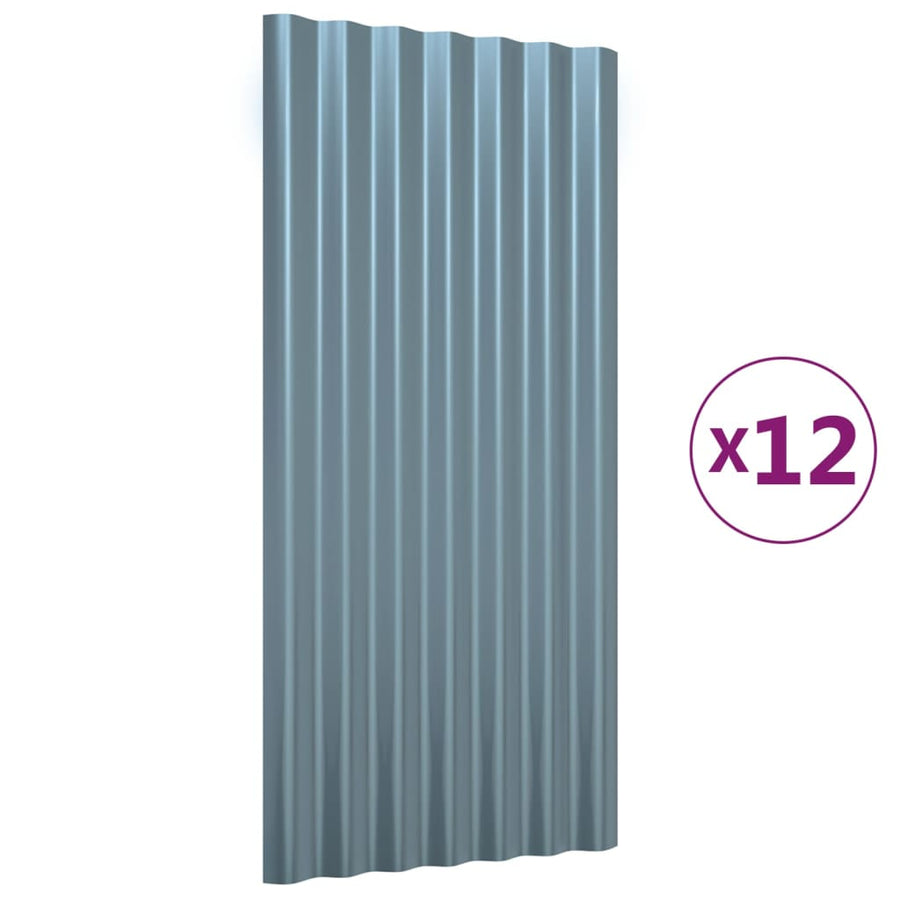 Dakpanelen Gepoedercoat Staal 12 80 x 36 cm Grijs