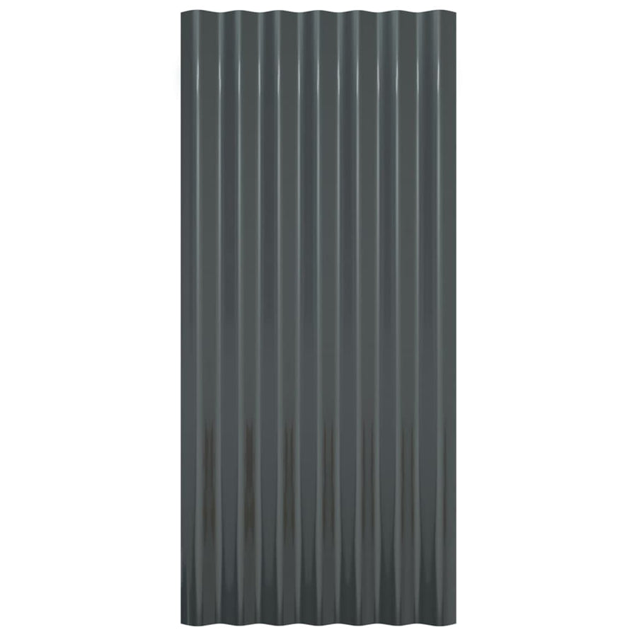 Dakpanelen 12 st 80x36 cm gepoedercoat staal antracietkleurig