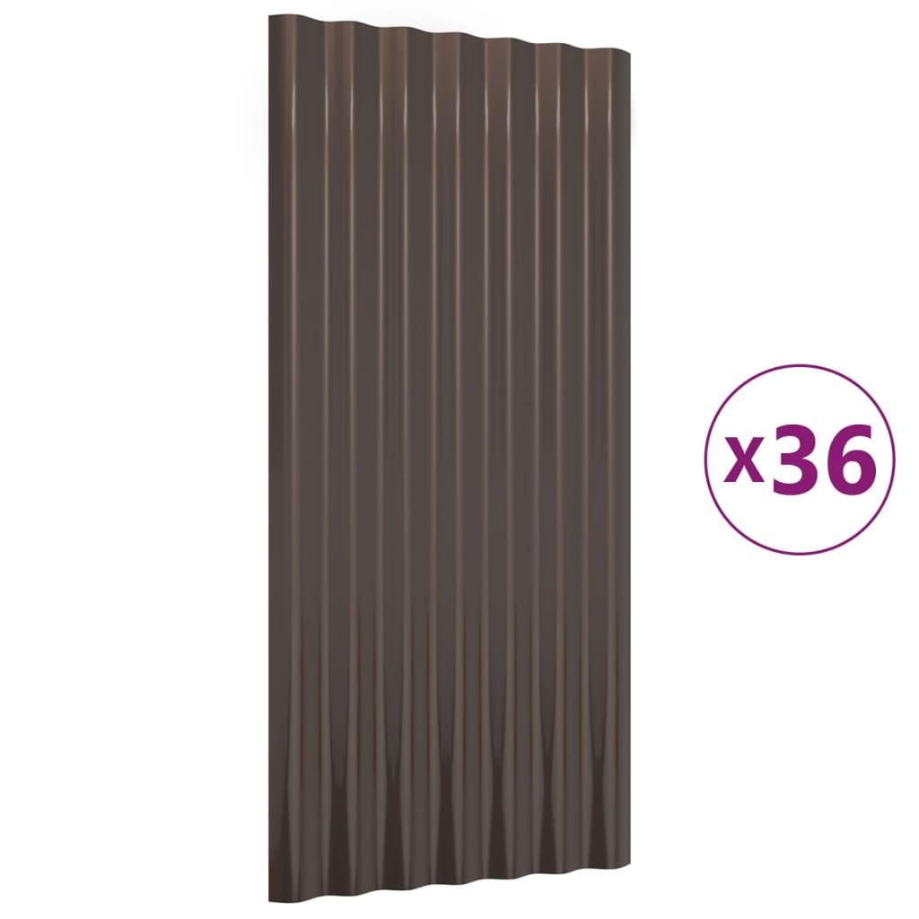Dakpanelen Gepoedercoat Staal 36 80 x 36 cm Bruin