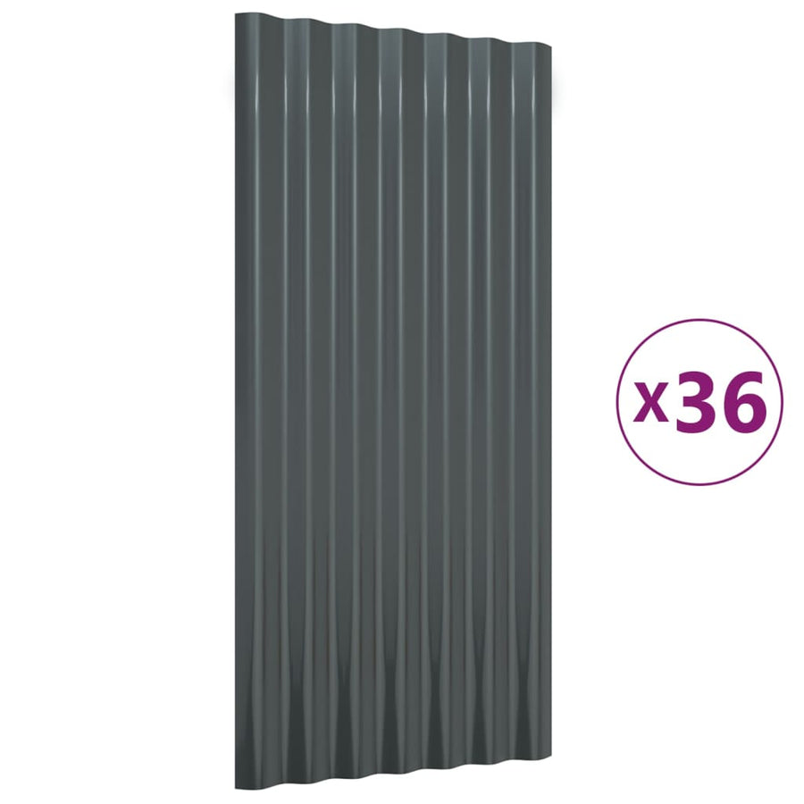 Dakpanelen Gepoedercoat Staal Kleurig 36 80 x 36 cm Antraciet
