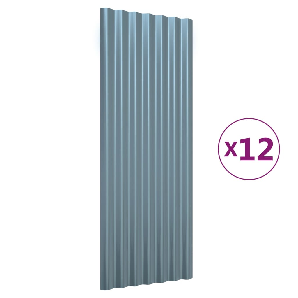 Dakpanelen Gepoedercoat Staal 12 100 x 36 cm Grijs