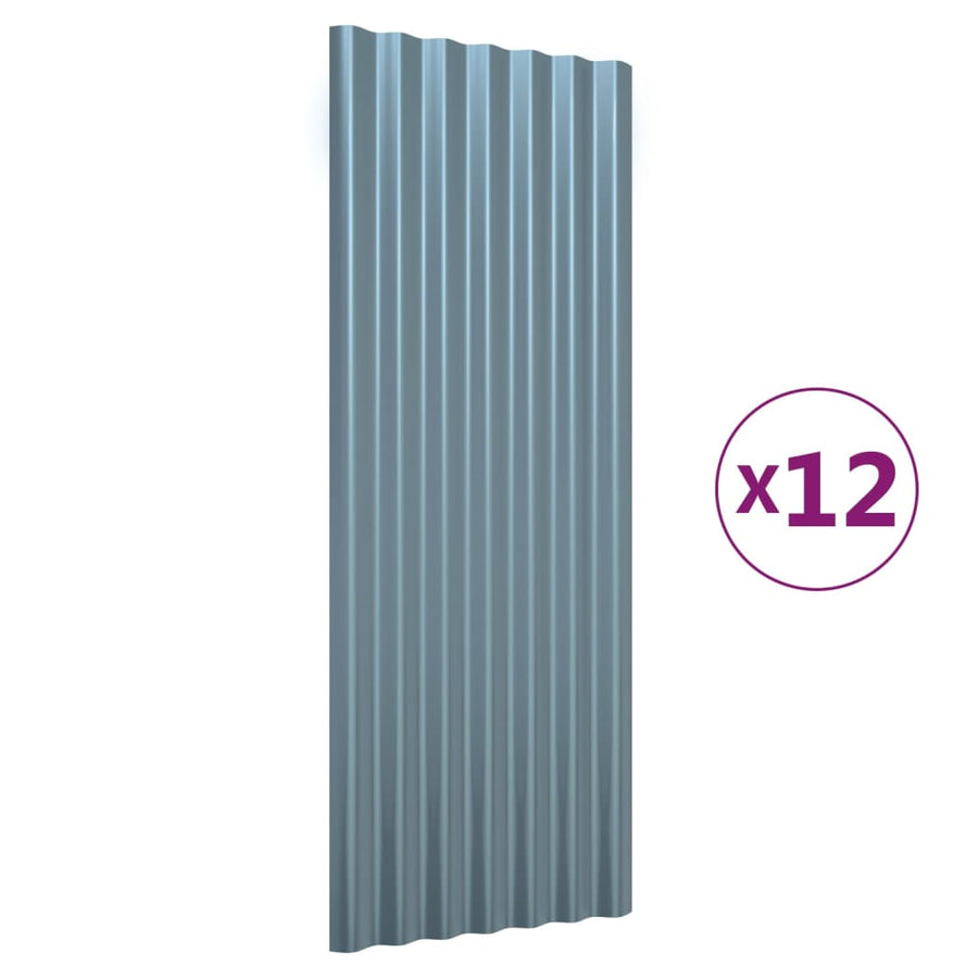 Dakpanelen Gepoedercoat Staal 12 100 x 36 cm Grijs
