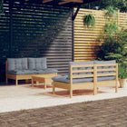 Loungeset 5-delig grenenhout grijs