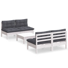 5-Delige Loungeset Met Antracietkleurige Kussens Grenenhout Wit