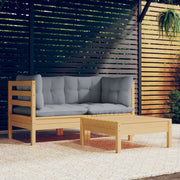 Loungeset 3-delig grenenhout grijs