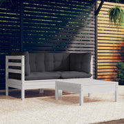Loungeset 3-delig grenenhout antraciet