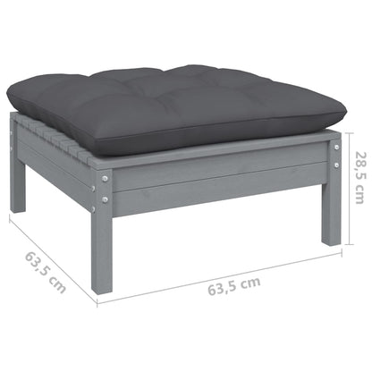 3-Delige Loungeset Met Antracietkleurige Kussens Grenenhout Grijs