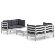 5-Delige Loungeset Met Antracietkleurige Kussens Grenenhout Wit