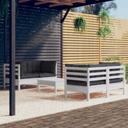 Loungeset 5-delig grenenhout antraciet kussens