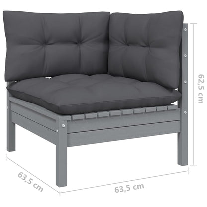 5-Delige Loungeset Met Antracietkleurige Kussens Grenenhout Grijs