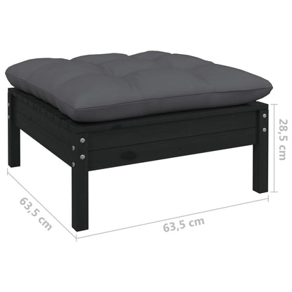 5-Delige Loungeset Met Antracietkleurige Kussens Grenenhout Zwart