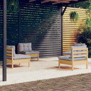 Loungeset 4-delig grenenhout grijs