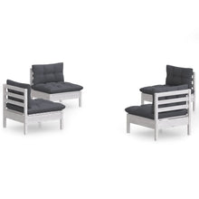 4-Delige Loungeset Met Antracietkleurige Kussens Grenenhout Wit