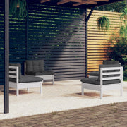 Loungeset 4-delig grenenhout antraciet kussens