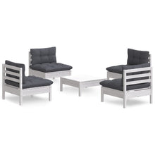 5-Delige Loungeset Met Antracietkleurige Kussens Grenenhout Wit