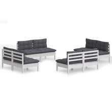 8-Delige Loungeset Met Antracietkleurige Kussens Grenenhout Wit