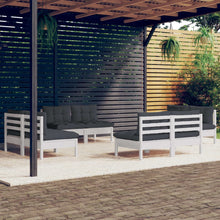 8-Delige Loungeset Met Antracietkleurige Kussens Grenenhout Wit