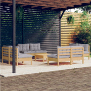 Loungeset 9-delig grenenhout grijs