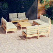 Loungeset 9-delig grenenhout crème
