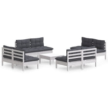 9-Delige Loungeset Met Antracietkleurige Kussens Grenenhout Wit