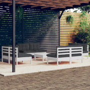 Loungeset 9-delig grenenhout antraciet kussens