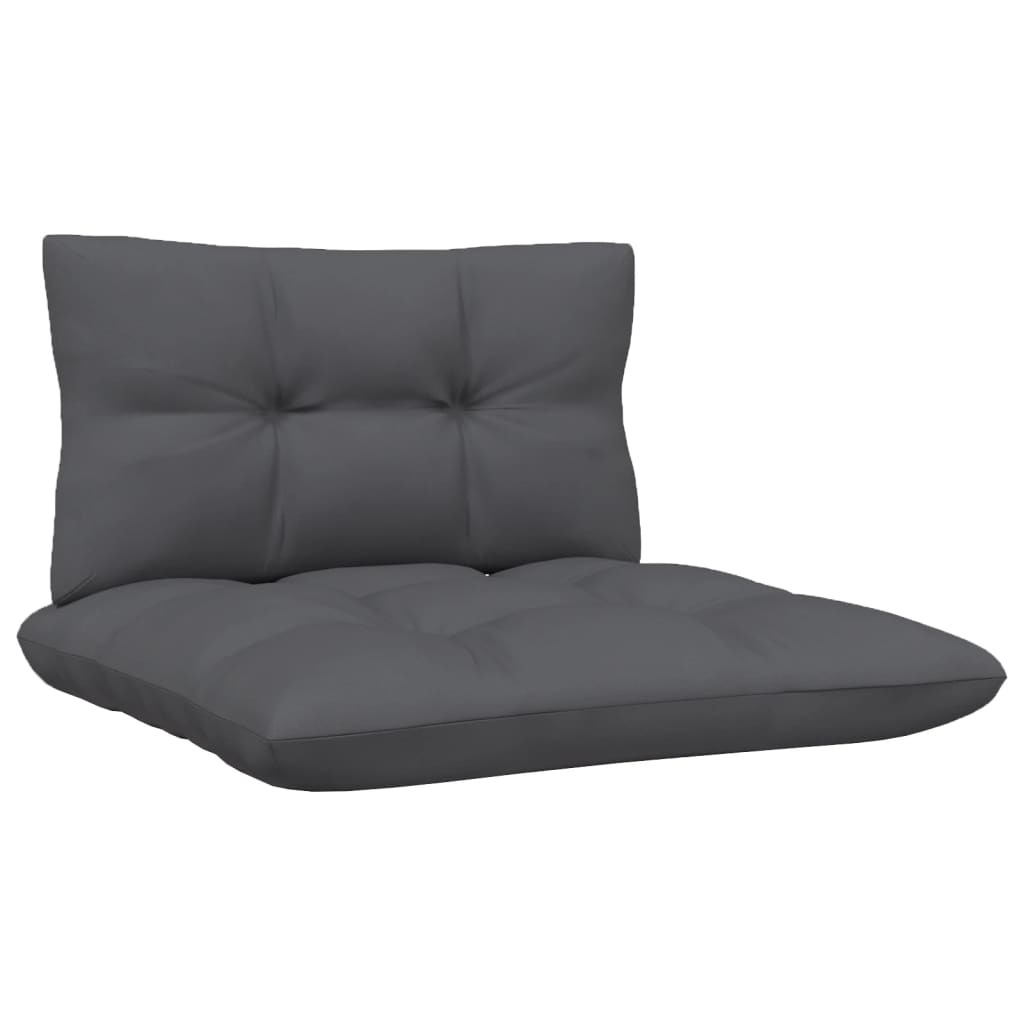 3-Delige Loungeset Met Antracietkleurige Kussens Grenenhout Wit