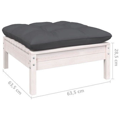 3-Delige Loungeset Met Antracietkleurige Kussens Grenenhout Wit