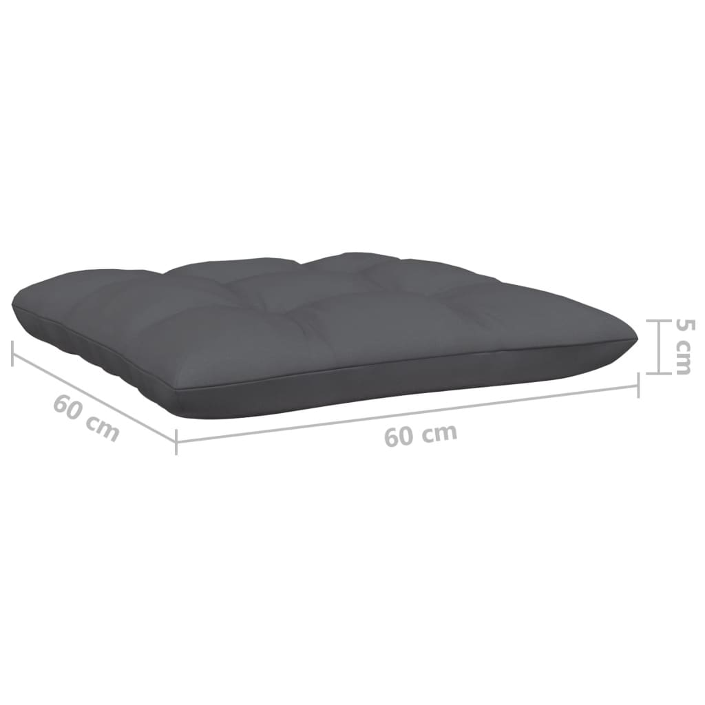 8-Delige Loungeset Met Antracietkleurige Kussens Grenenhout Zwart