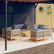 Loungeset 9-delig grenenhout grijs