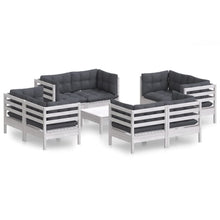 9-Delige Loungeset Met Antracietkleurige Kussens Grenenhout Wit