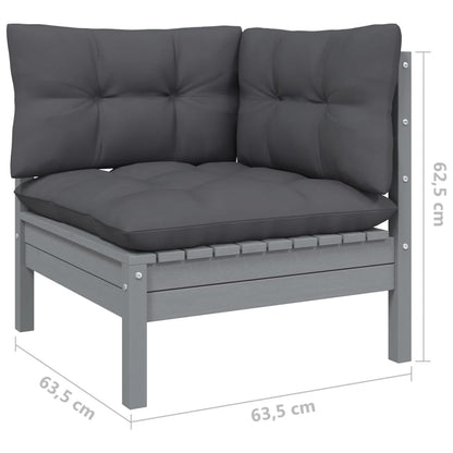 9-Delige Loungeset Met Antracietkleurige Kussens Grenenhout Grijs