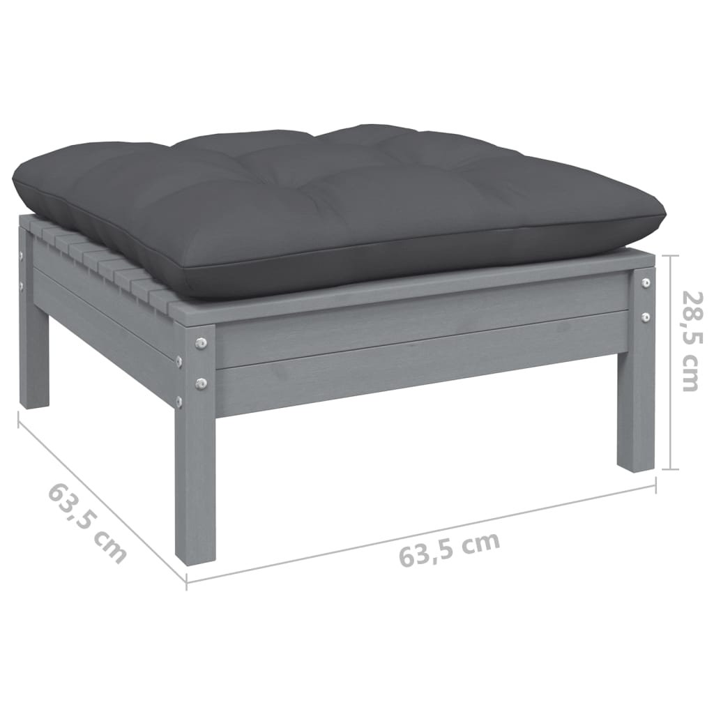 9-Delige Loungeset Met Antracietkleurige Kussens Grenenhout Grijs