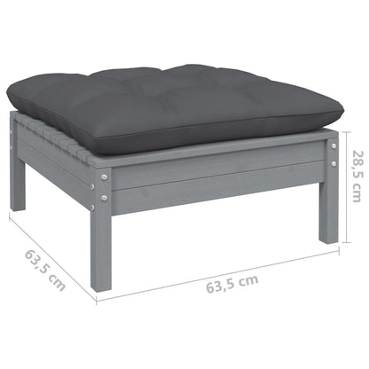 9-Delige Loungeset Met Antracietkleurige Kussens Grenenhout Grijs