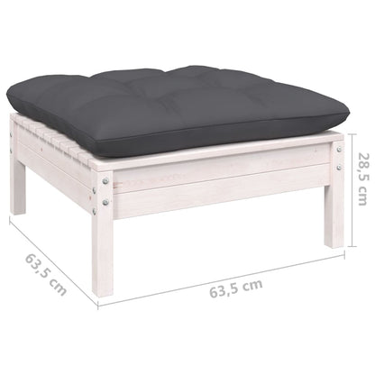 4-Delige Loungeset Met Antracietkleurige Kussens Grenenhout Wit