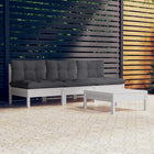 Loungeset 4-delig grenenhout antraciet kussens