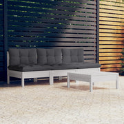 Loungeset 4-delig grenenhout antraciet kussens