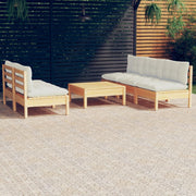 Loungeset 6-delig grenenhout crème
