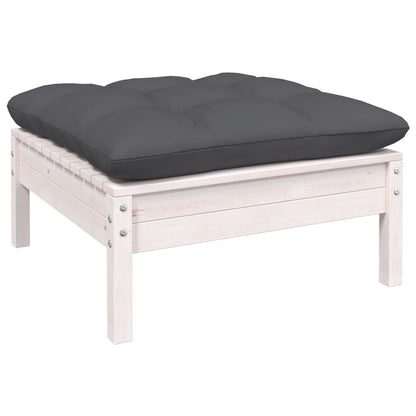 6-Delige Loungeset Met Antracietkleurige Kussens Grenenhout Wit