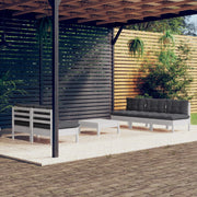 Loungeset 6-delig grenenhout antraciet kussens