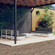 Loungeset 7-delig grenenhout antraciet kussens