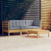 Loungeset 4-delig grenenhout grijs