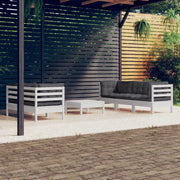 Loungeset 6-delig grenenhout antraciet kussens