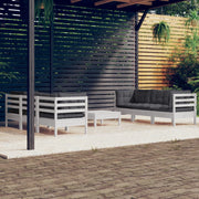 Loungeset 7-delig grenenhout antraciet kussens