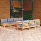 Loungeset 8-delig grenenhout grijs