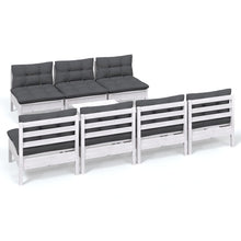 8-Delige Loungeset Met Antracietkleurige Kussens Grenenhout Wit