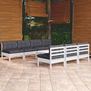 Loungeset 8-delig grenenhout antraciet kussens