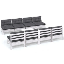 9-Delige Loungeset Met Kussens Massief Grenenhout Wit