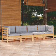 Loungeset 4-delig massief grenenhout grijs